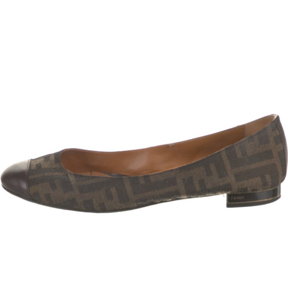Fendi Brown Logo Flats